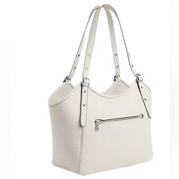 Coach Meadow Pebbled Leather Shoulder Bag Purse in SV/Chalk - Picture 5 of 16